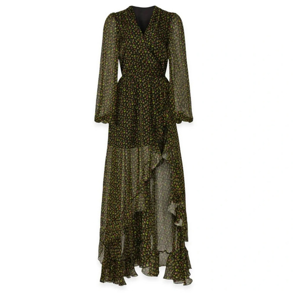 Caroline Constas Dresses & Skirts - Caroline Constas 100% Silk Vivian Winter Floral V Neck Designer Maxi Dress XS